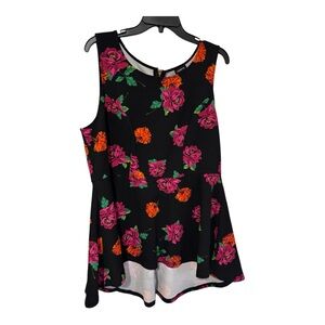 Torrid Hi-Lo Peplum Zip Tank Top Pink and Orange Floral Size 1/1X